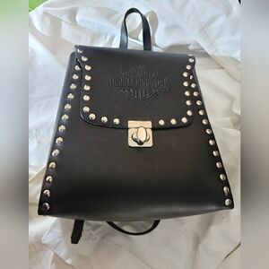 Vintage Harley-Davidson Studded Leather Mini Backpack USA Made Black